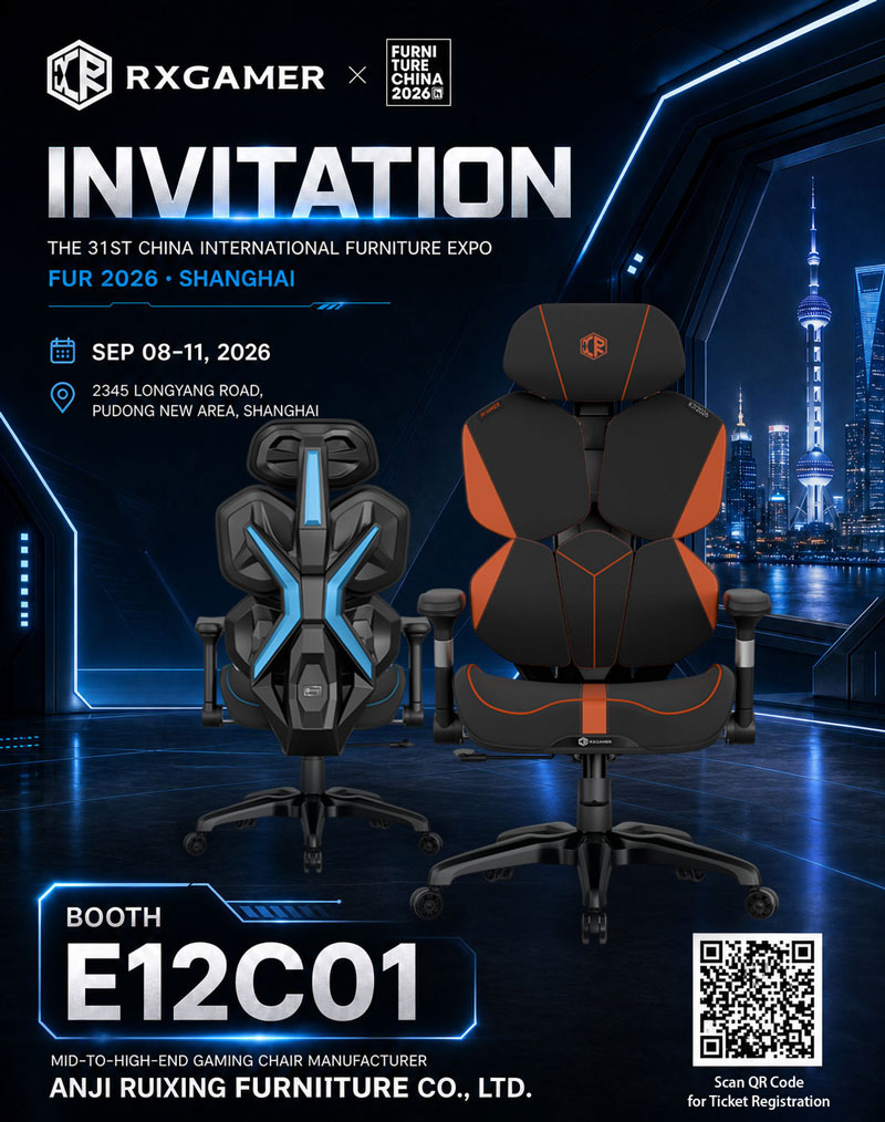 ANJI RUIXING FURNITURE CO., LTD. ESITTELYKSI INNOVATIIVISIA PELI- JA TOIMISTOTUOLIRATKAISIA FURNITURE CHINA 2026:ssa